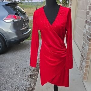 Elegant Red Long Sleeve Dress
